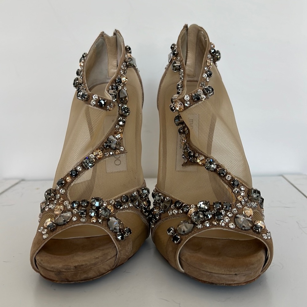 Jimmy Choo Suede/Mesh Quinzie Heels